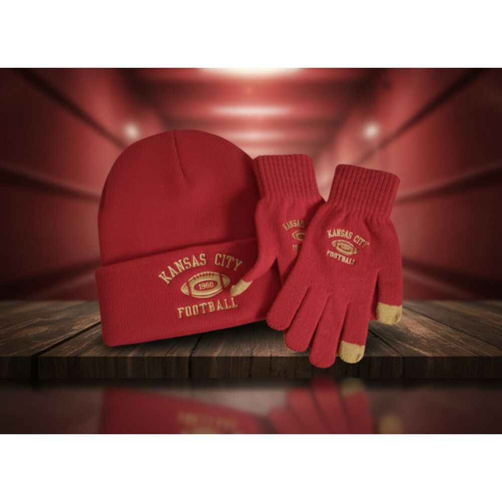 Kansas City Chiefs Knit Beanie Hat & Glove Set One Size